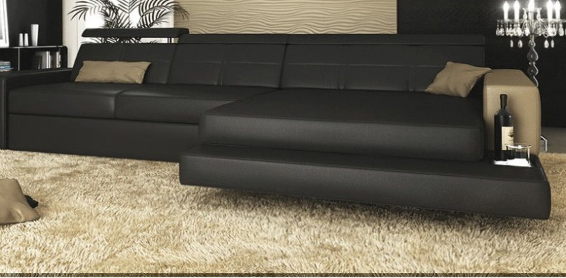 Sectional sofa couch upholstery living landscape corner corner leather sofa black L shape