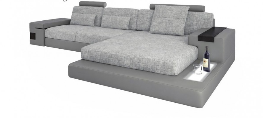 Design leather corner sofa L-shape modern style couch upholstery living room new