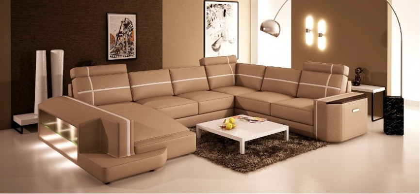 Our U-shaped modern leather sofa in exquisite designer style