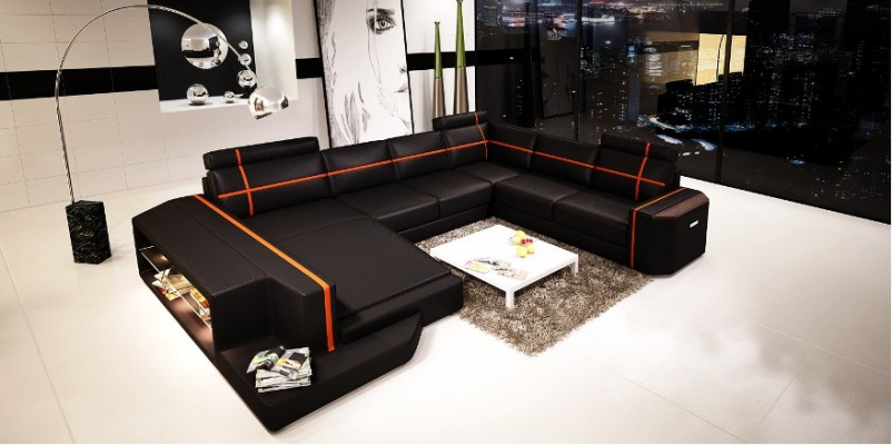 Our U-shaped modern leather sofa in exquisite designer style