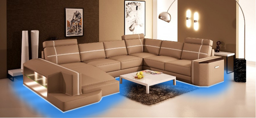 Our U-shaped modern leather sofa in exquisite designer style