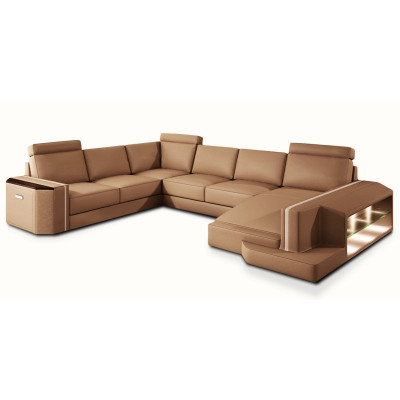 Elegant U-shaped upholstered sofa, modern design for stylish living spaces.