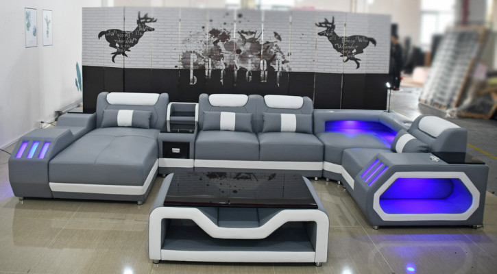 Leather sofa, modern upholstered leather living area design corner sofa couch textile