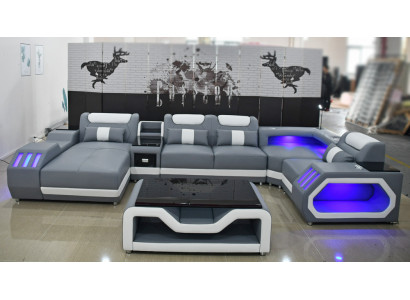 Leather sofa, modern upholstered leather living area design corner sofa couch textile