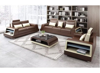 Design Sofa Set 321 Seater Coffee Table Set Leather Set Group 4-piece