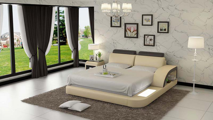 Waterbed with USB Hotel Double Bed Complete Leather Bed Upholstered Bed Water