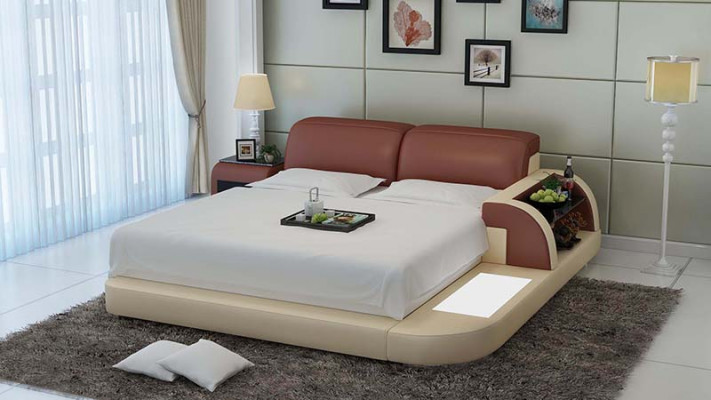 Double bed waterbed hotel bed complete leather bed, upholstered bed water + USB