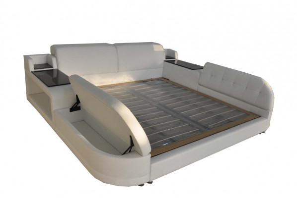 Luxury Design Bed + USB Upholstery Hotel Modern Beds Leather 140/160/180/200
