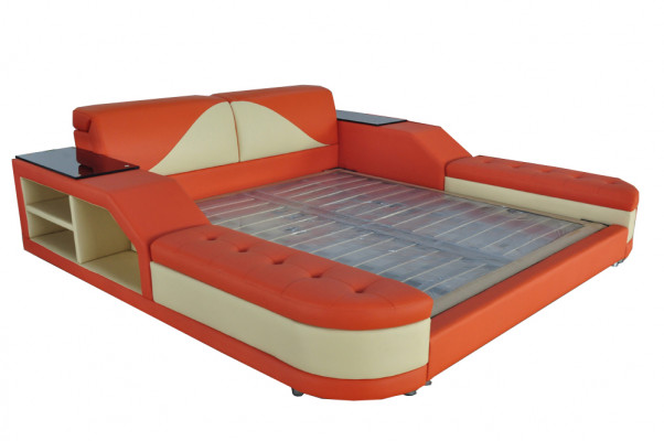 Luxury Design Bed + USB Upholstery Hotel Modern Beds Leather 140/160/180/200
