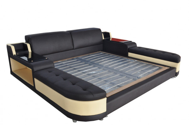Luxury Design Bed + USB Upholstery Hotel Modern Beds Leather 140/160/180/200