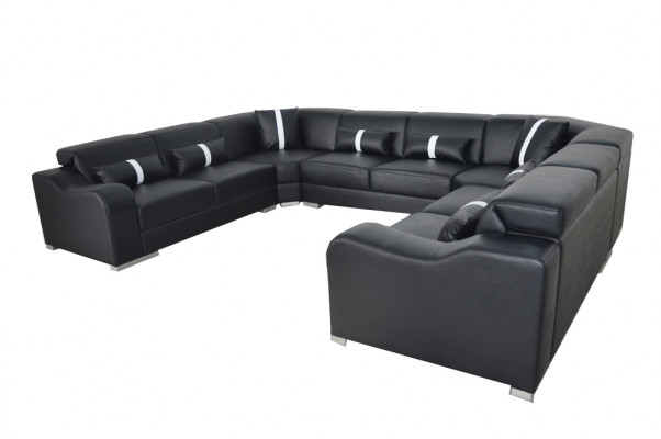 Leather couch upholstery seat design modern corner set sofa U-shape living landscape