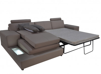 Leather couch landscape set modern design sofa with USB, sleeper couches