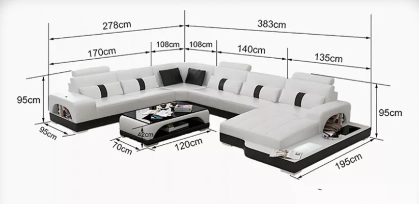 Modern sofa corner sofa U-shaped coffee table leather sofa corner sofa upholstery orange luxury