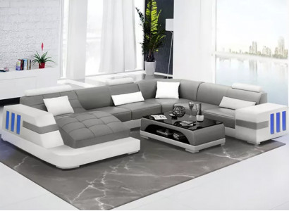 Designer sofa, corner sofa, leather sofa, sofas, U-shaped upholstered couch, living landscape, leather.