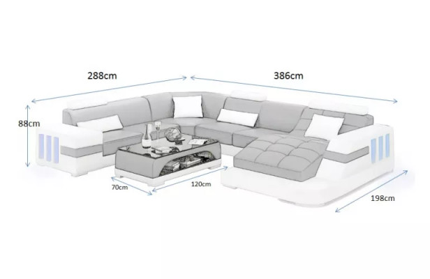 Designer sofa, corner sofa, leather sofa, sofas, U-shaped upholstered couch, living landscape, leather.