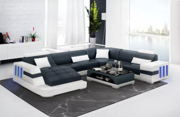 Designer sofa, corner sofa, leather sofa, sofas, U-shaped upholstered couch, living landscape, leather.