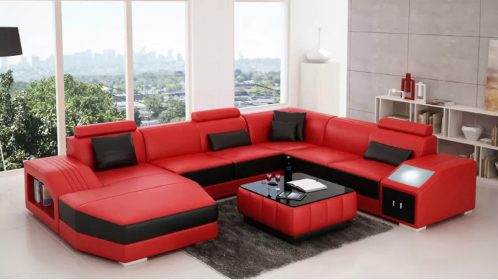 Leather sofa designer sofa corner sofa U-shaped modern sofa leather sofa corner sofa upholstery
