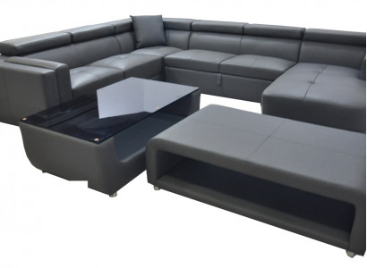 Modern sofa set corner seating leather couch upholstery corner living landscape USB