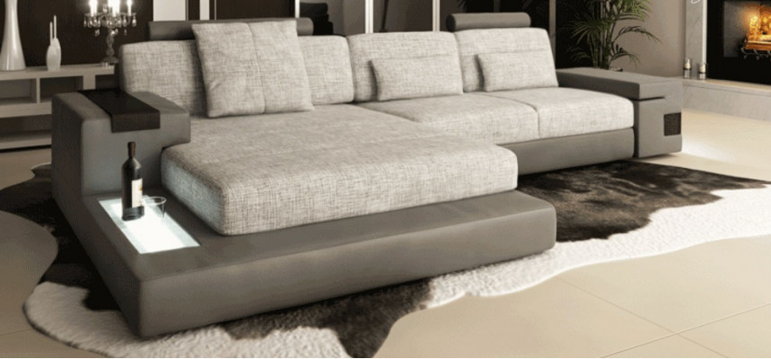 Design sofa couch corner upholstery living room L-shape modern elegant textile fabric