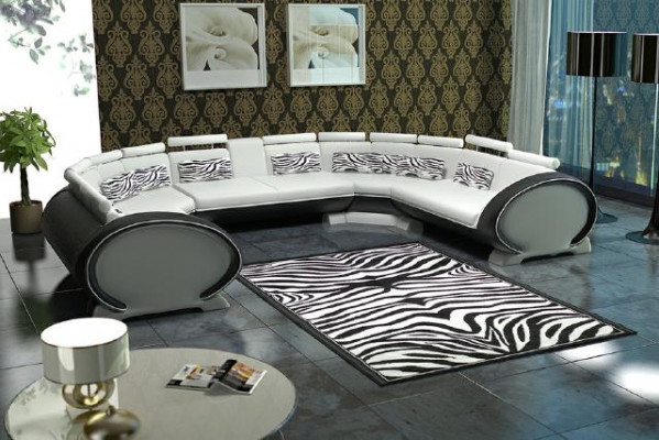 U-shaped leather corner sofa seat cushion, modern designer couches + USB