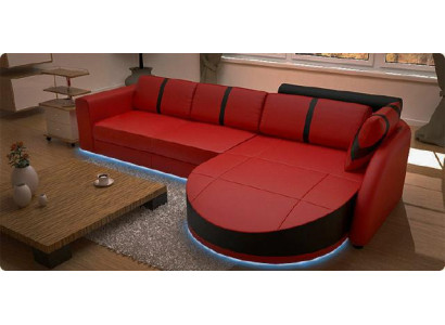 Designer sofa, sleeper sofa, leather corner couch with USB, leather sofa, corner sofa with bed function.
