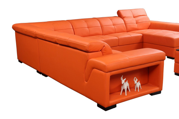 XXL Designer Living Landscape Sofa Corner Sofa U-Shaped Table Leather New