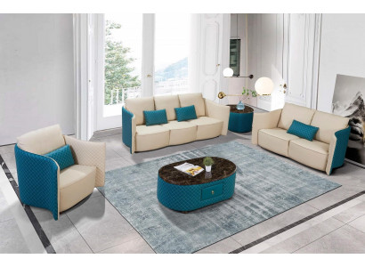 Leather sofa, designer sofa set, 2-piece upholstered set.