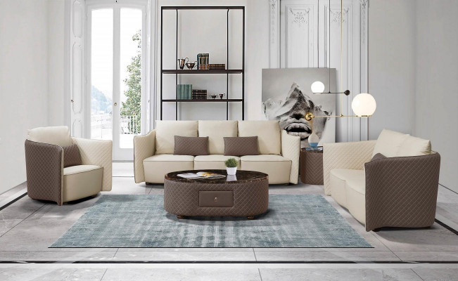 Leather sofa, designer sofa set, 2-piece upholstered set.