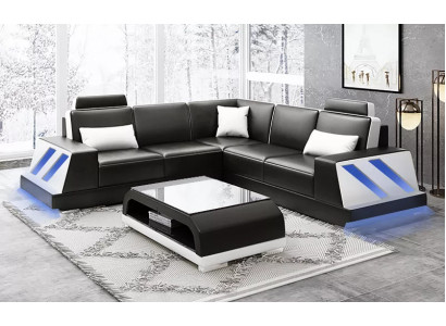 Corner sofa illuminated LED couch sofa upholstered corner suite sofa sets coffee table