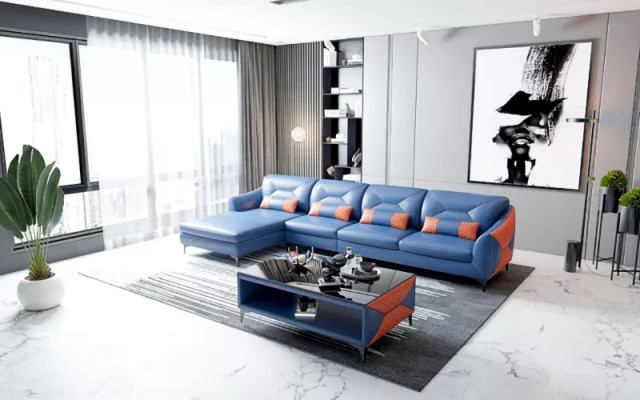 Corner sofa upholstered corner sofa L-shape modern coffee table sofa living landscape 2-piece new.