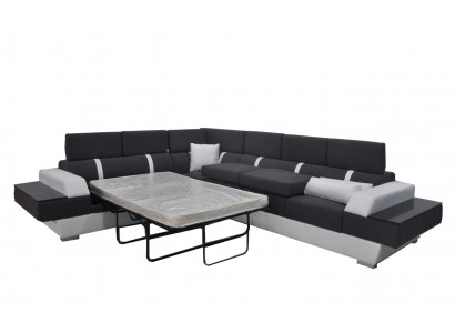 Modern sofa set corner seating area leather couch upholstery living landscape USB