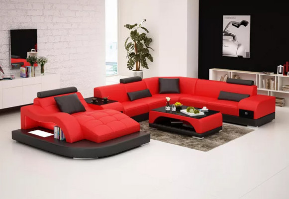 Sectional sofa U-shape armchair coffee table modern sofa leather sofa sectional sofa cushions 2-piece set