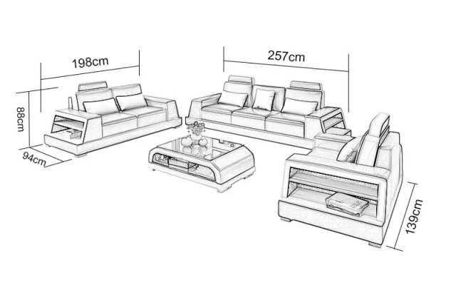 Sofa set 321 seater coffee table leather sofa modern sofa couch living room landscape