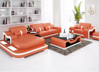 Designer sofa corner sofa L shape armchair seat cushion upholstery living landscape leather sofa