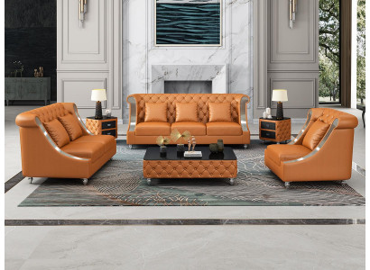 Design living landscape sofa set 3+2 seater leather sofa living room Chesterfield