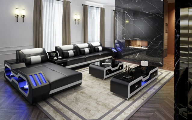 Noble luxury couch corner sofa living landscape multifunctional couches sofa USB light