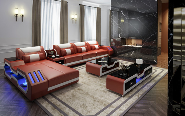 Noble luxury couch corner sofa living landscape multifunctional couches sofa USB light