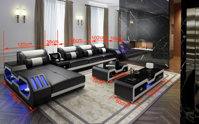 Noble luxury couch corner sofa living landscape multifunctional couches sofa USB light