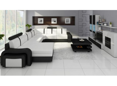 Designer living room landscape sofa, upholstered leather sofa, corner sofa, couch, leather suite NEW