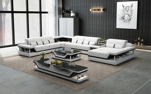 Perfect Harmony Large Leather U-Shaped Corner Sofa for a Stylish Living Room