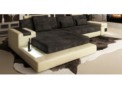 Sleep corner sofa, living area corner sofa, upholstered corner seat, couch, modern L-shape, big.