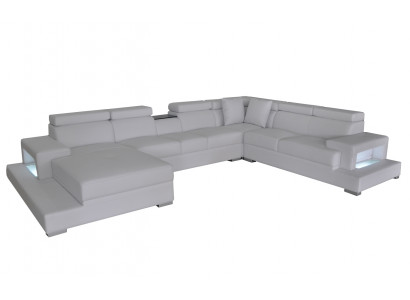 Design leather upholstered seat room corner living sofa couch XXL designer
