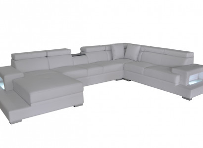 Design leather upholstered seat room corner living sofa couch XXL designer