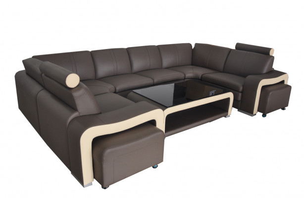 Leather corner sofa couch upholstery set seat living landscape modern