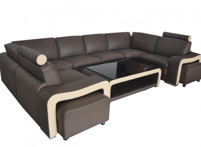 Leather corner sofa couch upholstery set seat living landscape modern