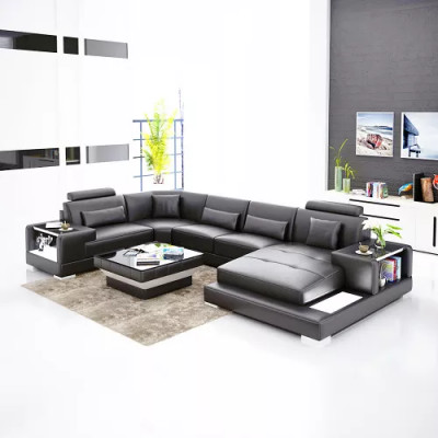 Sectional sofa living area corner couch coffee table sofa L-shape leather sofa couch upholstery