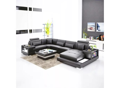 Sectional sofa living area corner couch coffee table sofa L-shape leather sofa couch upholstery