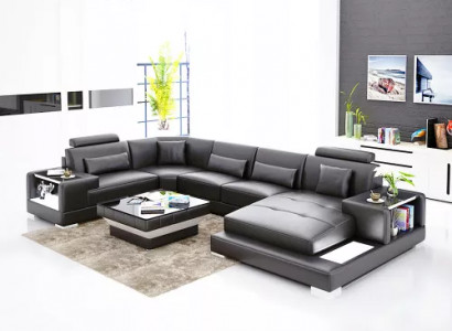 Sectional sofa living area corner couch coffee table sofa L-shape leather sofa couch upholstery