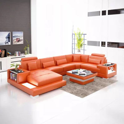 Sectional sofa living area corner couch coffee table sofa L-shape leather sofa couch upholstery