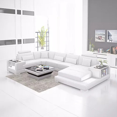 Sectional sofa living area corner couch coffee table sofa L-shape leather sofa couch upholstery